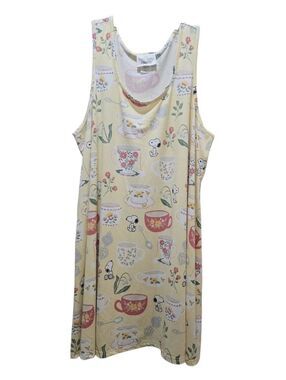 EC MUNKI MUNKI Peanuts Snoopy And Teacups Night Gown Cottagegore Whimsical